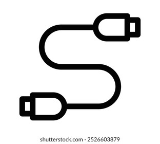 Black outline icon of a USB cable. Represents connectivity, technology, or data transfer. Editable stroke.