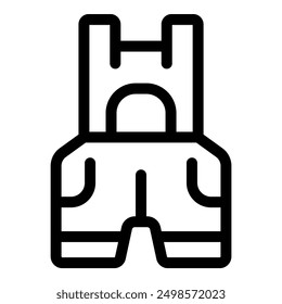 Black outline icon of work wear overalls used by builders and workers for manual labor