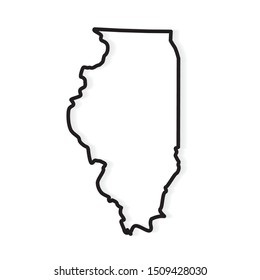 black outline of Illinois map- vector illustration