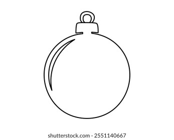 Ilustración de contorno negro de adorno de Navidades clásicas en estilo minimalista aislado sobre fondo blanco. Concepto de decoración de vacaciones, coloración de bricolaje, Navidades de Plantilla artesanal, celebración