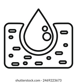 Black outline illustration icon of a water drop, ideal for web design, apps, and infographics