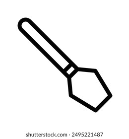 Black outline illustration of a ladle. This icon represents cooking, kitchen, and utensil themes. Vector illustration. Editable stroke.