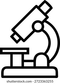 A black outline illustration of a microscope is centered on a white background. The microscope features a base, a stage, an arm, and an eyepiece. The lines are thick and bold, creating a clear and simple graphic representation of the scientific instrument.