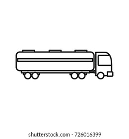Black outline illustration of Petrol truck vector icon for web isolated on white background