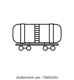 Black outline illustration of Railway wagon oil vector icon for web isolated on white background