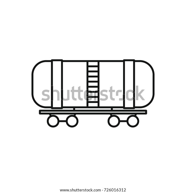 Black outline illustration\
of Railway wagon oil vector icon for web isolated on white\
background