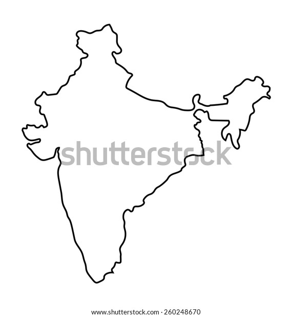 India Map Outline White Background Stock Vector Art