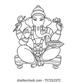 Black Outline Indian God Iconvector Drawing Stock Vector (Royalty Free ...