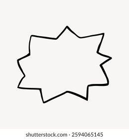 Black outline of an irregular starburst shape on a white background. The starburst shape has multiple points and a bold outline, creating a striking contrast. Vector illustration.