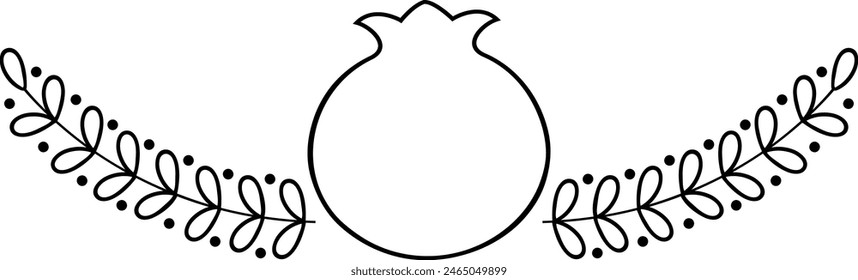 Black outline isolated vector pomegranate composition