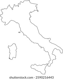 Black Outline Italy Map Europe Country