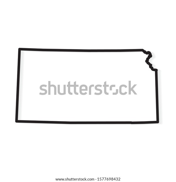 Black Outline Kansas Map Vector Illustration Stock Vector Royalty Free   Black Outline Kansas Map Vector 600w 1577698432 