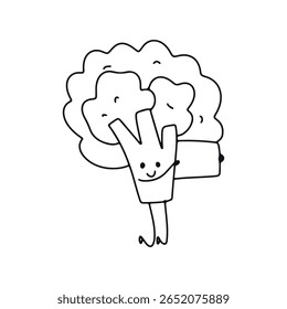 preto esboço kawaii brócolis personagem, cebola, desenho animado de beterraba, livro de colorir