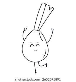 preto esboço kawaii brócolis personagem, cebola, desenho animado de beterraba, livro de colorir