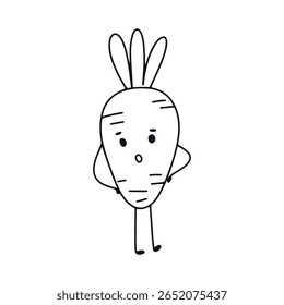 Black outline kawaii character mushroom, eggplant