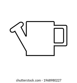 black outline of a large rectangular watering can for watering, on a white background