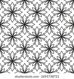 Padrões geométricos lineares de contorno preto isolados em um fundo branco. Padrão sem emenda monocromático. Ilustração gráfica plana simples vetorial. Textura.