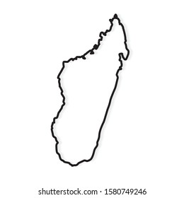 black outline of Madagascar map- vector illustration