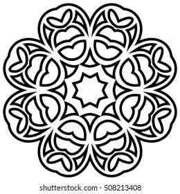 Black outline mandala,Round Ornament Pattern, Vintage decorative elements.
