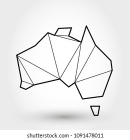 black outline map of Australia, stylized concept