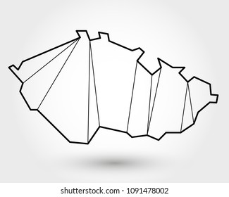 black outline map of Czech republic, stylized concept
