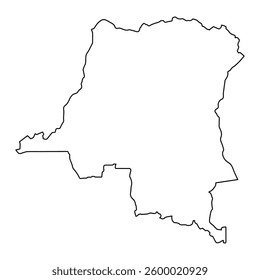 Black Outline Map, of Democratic Republic of Congo