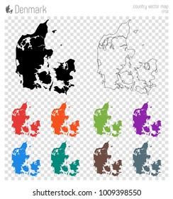 Black outline map of Denmark. Isolated vector illustration. Perfect for travel or educational resources.