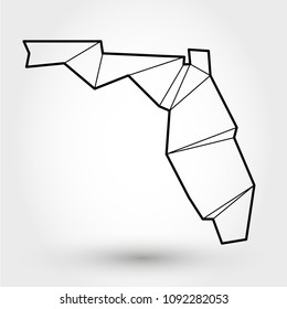 black outline map of Florida, stylized concept