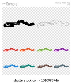 Black outline map of Gambia. Isolated vector illustration. Perfect for travel or infographic use.