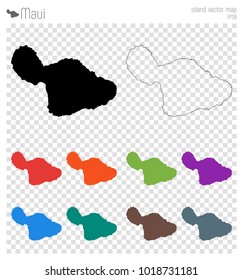Black outline map of Maui island, Hawaii. Vector illustration. Perfect for travel or tourism projects.