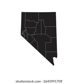 Black outline map with Nevada counties