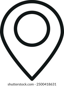 Black outline of a map pin icon, simple and modern for navigation and location concepts.