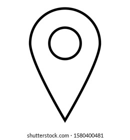 Black outline map pointer. Simple flat vector icon.