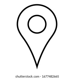 Black outline map pointer. Simple flat vector icon.