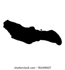 Black outline map of Saona Island, Dominican Republic.