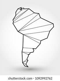 black outline map of South America, stylized concept