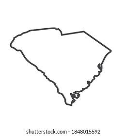 black outline map of South Carolina (US state) - vector illustration