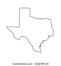 Black Outline Map State USA -Texas. Vector.