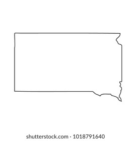 Black outline map state USA - South Dakota. Vector.