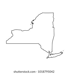 Black outline map state USA - New York. Vector.