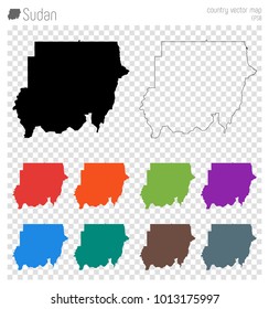 Black outline map of Sudan. Vector illustration. Useful for geographic, travel, and design purposes.