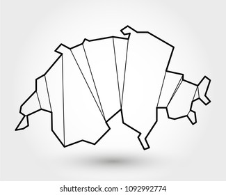 black outline map of Switzerland, stylized concept