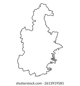 Black Outline Map of Tianjin, Municipality China