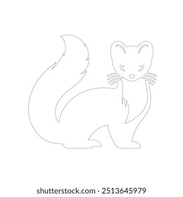 Black outline marten on white background. Graphic drawing. Vector illustration. hand-drawn illustration of marten head in engraving style. Sketch of cute muzzle of forest animal