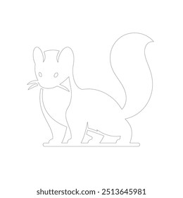 Black outline marten on white background. Graphic drawing. Vector illustration. hand-drawn illustration of marten head in engraving style. Sketch of cute muzzle of forest animal