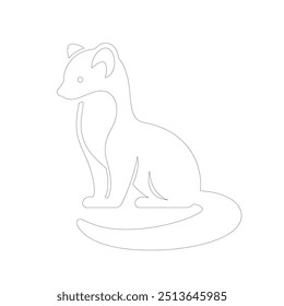 Black outline marten on white background. Graphic drawing. Vector illustration. hand-drawn illustration of marten head in engraving style. Sketch of cute muzzle of forest animal