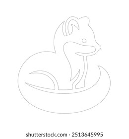 Black outline marten on white background. Graphic drawing. Vector illustration. hand-drawn illustration of marten head in engraving style. Sketch of cute muzzle of forest animal