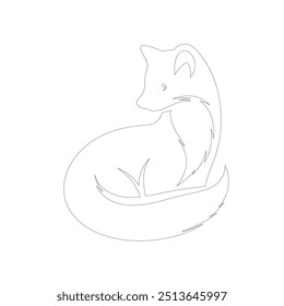 Black outline marten on white background. Graphic drawing. Vector illustration. hand-drawn illustration of marten head in engraving style. Sketch of cute muzzle of forest animal