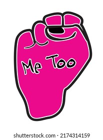 A Black Outline Me Too Power Pink Power Fist Isolated On A White Background