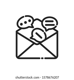 black outline message icon vector